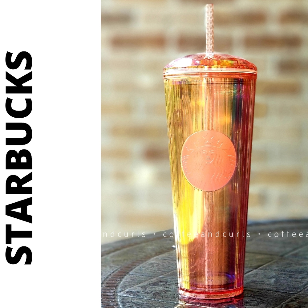 Starbucks Orange Iridescent Prism Dome Cup NWT